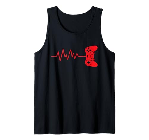 Herren Gamer Heartbeat Videospiele Gaming Jungen Teens Controller Tank Top von Gaming Heartbeat Design For Gamers