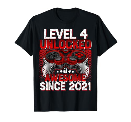 Level 4 Unlocked 4-jährige Geschenke für Jungen zum 4. Geburtstag T-Shirt von Gaming Level Unlocked Birthday Gifts 2025 Boys
