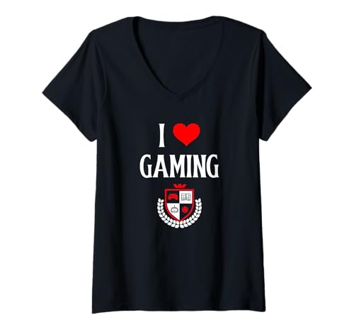 Damen I Love Gaming I Heart Gaming Video Gaming Games Liebhaber T-Shirt mit V-Ausschnitt Damen I Love Gaming I Heart Gaming Video Gaming Games Liebhaber T-Shirt mit V-Ausschnitt von Gaming Lover I Love Gaming Video Gaming Lover