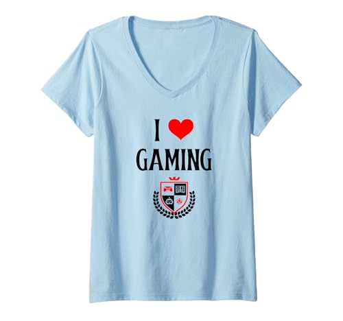 Damen I Love Gaming I Heart Gaming Video Gaming Games Liebhaber T-Shirt mit V-Ausschnitt von Gaming Lover I Love Gaming Video Gaming Lover