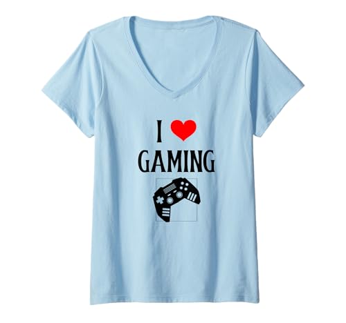 Damen I Love Gaming I Heart Gaming Video Gaming Games Liebhaber T-Shirt mit V-Ausschnitt Damen I Love Gaming I Heart Gaming Video Gaming Games Liebhaber T-Shirt mit V-Ausschnitt von Gaming Lover I Love Gaming Video Gaming Lover