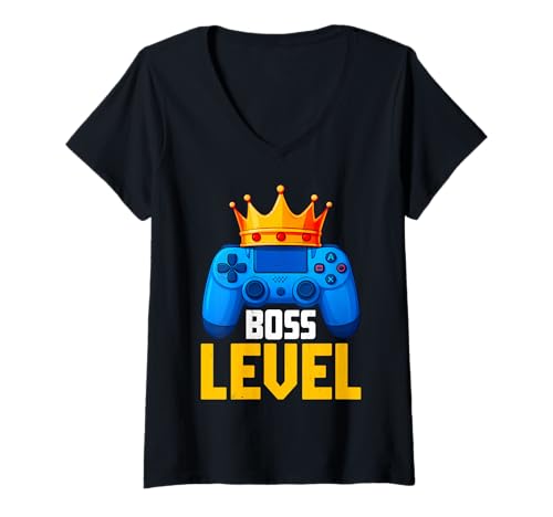 Damen Spielen - Boss-Level T-Shirt mit V-Ausschnitt Damen Spielen - Boss-Level T-Shirt mit V-Ausschnitt von Gaming Mood Apparel