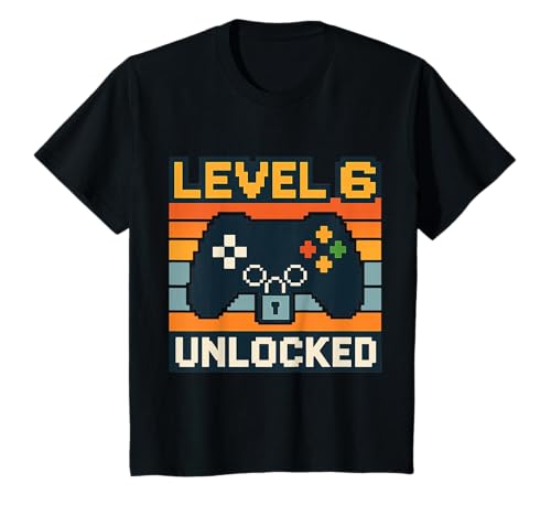 Kinder Level 6 Unlocked Gamer Geburtstag Party Zocker Zocken T-Shirt Kinder Level 6 Unlocked Gamer Geburtstag Party Zocker Zocken T-Shirt von Gaming Sprüche Videospiel Geburtstag