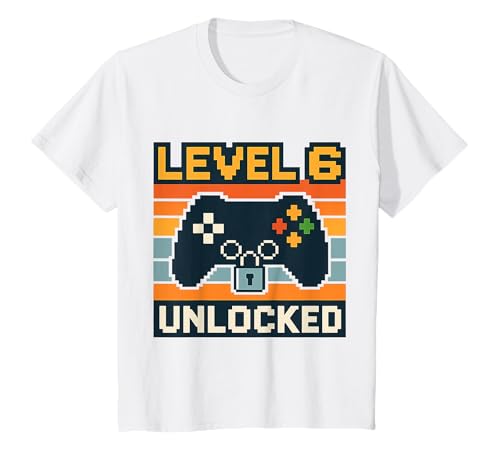 Kinder Level 6 Unlocked Gamer Geburtstag Party Zocker Zocken T-Shirt Kinder Level 6 Unlocked Gamer Geburtstag Party Zocker Zocken T-Shirt von Gaming Sprüche Videospiel Geburtstag