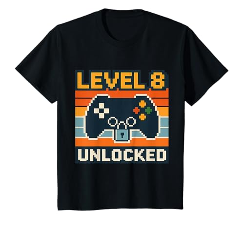Kinder Level 8 Unlocked Gamer Geburtstag Party Zocker Zocken T-Shirt Kinder Level 8 Unlocked Gamer Geburtstag Party Zocker Zocken T-Shirt von Gaming Sprüche Videospiel Geburtstag
