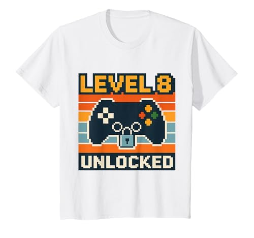 Kinder Level 8 Unlocked Gamer Geburtstag Party Zocker Zocken T-Shirt Kinder Level 8 Unlocked Gamer Geburtstag Party Zocker Zocken T-Shirt von Gaming Sprüche Videospiel Geburtstag