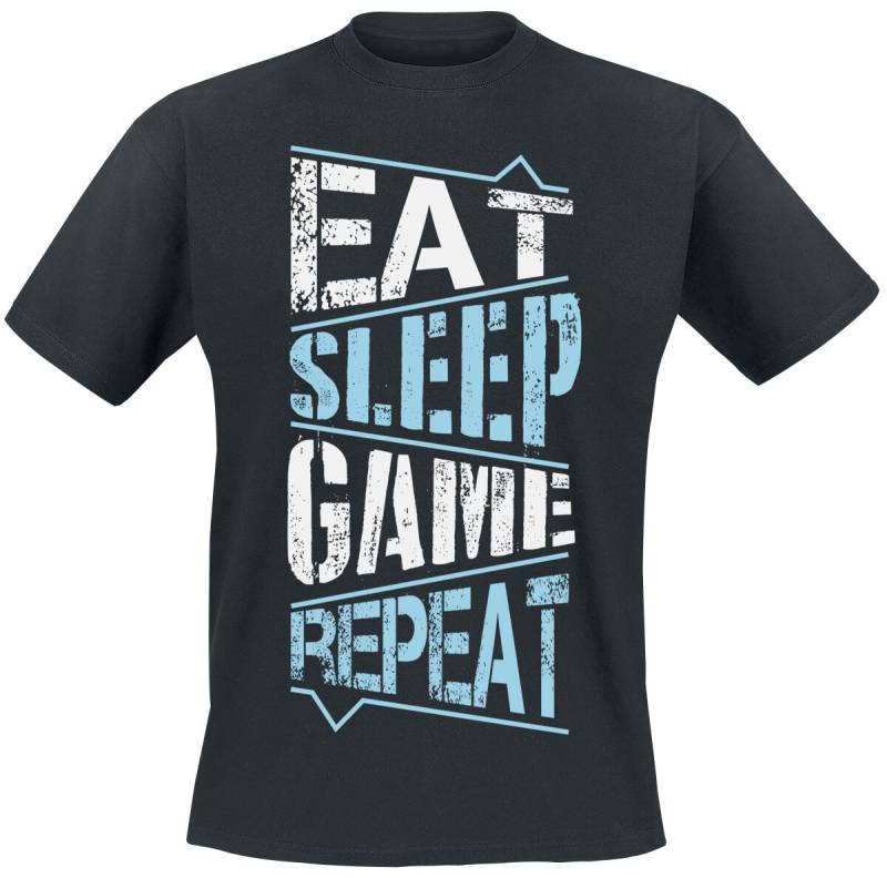 Gaming-Sprüche Eat Sleep Game Repeat T-Shirt schwarz in S von Gaming-Sprüche