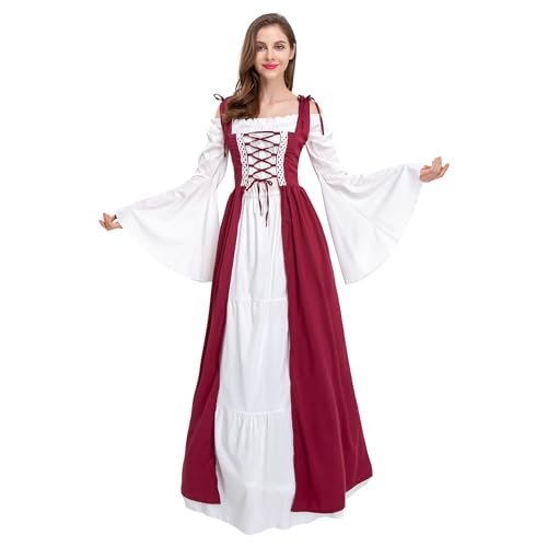Gammify Damen Mittelalter Kleidung Renaissance Kostüm Kleid Viktorianischen Königin Kleider Prinzessin Kostüm Trompete Ärmel Gotisch Maxikleid Rot M Gammify Damen Mittelalter Kleidung Renaissance Kostüm Kleid Viktorianischen Königin Kleider Prinzessin Kostüm Trompete Ärmel Gotisch Maxikleid Rot M von Gammify