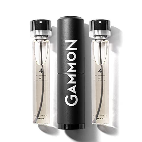 GAMMON Black Styles Parfum Starter-Set 4 (2x20 ml), das würzig-frische BLACK HOODIE Herren Parfum, Citrus Duft für Männer mit 20% Parfum-Öl, inkl. hochwertigem Aluminium Suit von Gammon