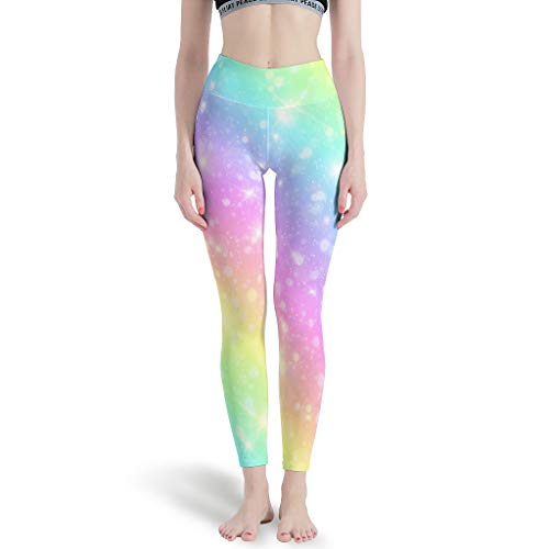 Gamoii Damen Sport Leggings Farbverlauf Regenbogen Himmel Figurformende Sporthose Yogahose Hoher Taille Lange Tights White 4XL von Gamoii