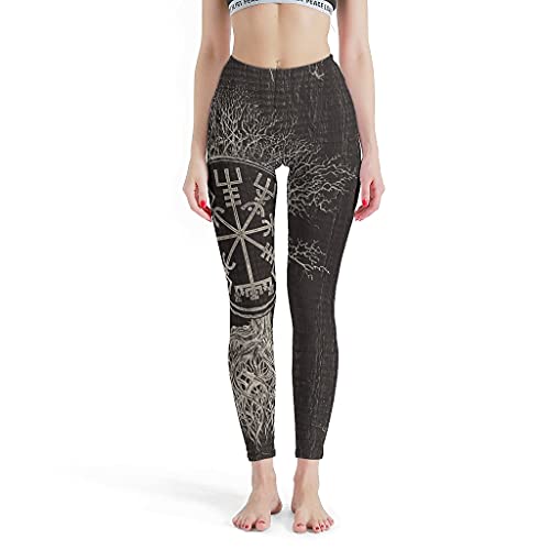 Gamoii Damen Sports Leggings Yggdrasil Baum des Lebens Wikinger Gedruckt Sporthose Yogahose Hoher Taille knöchellang Leggins Hose White S von Gamoii