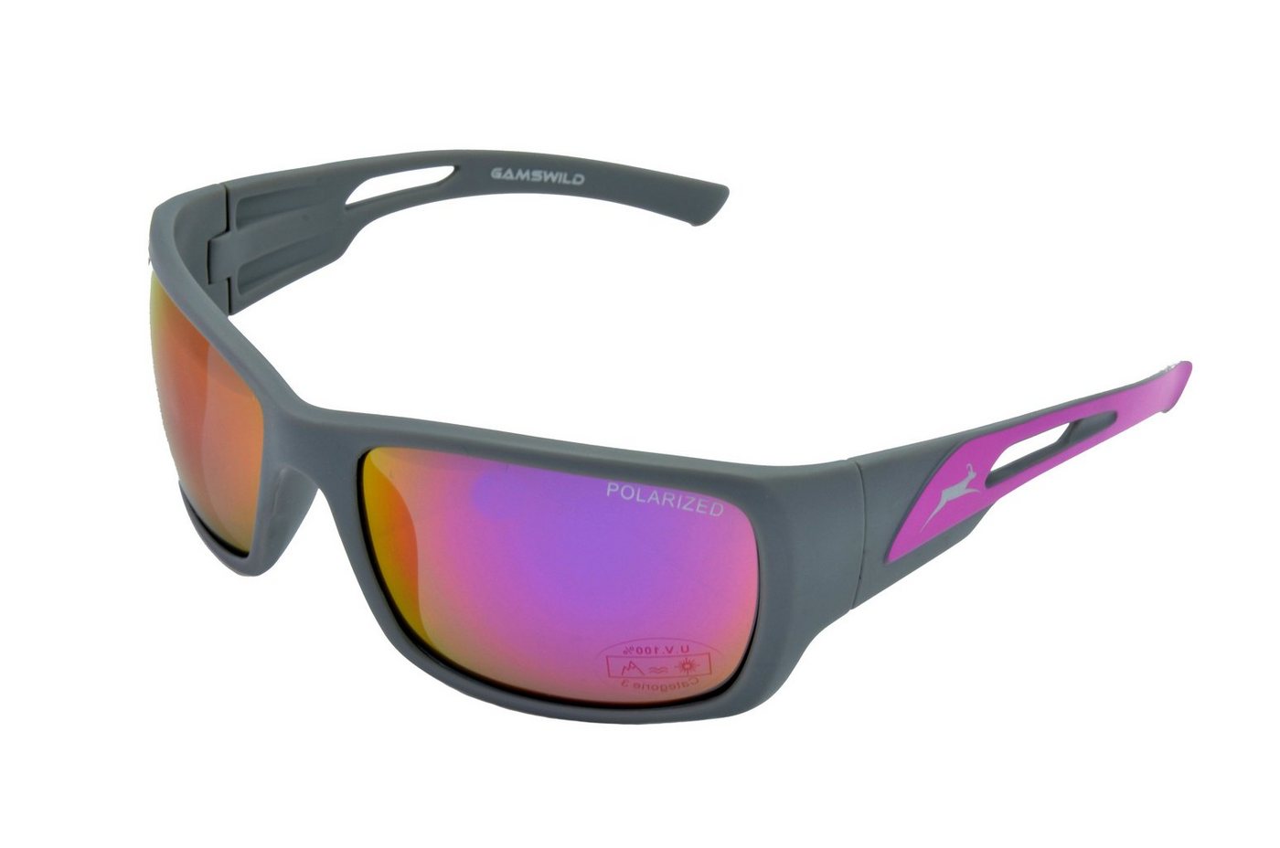 Gamswild Skibrille UV400 Sonnenbrille Fahrradbrille verbreiterter Bügel Damen, Herren Unisex Modell WS8132 in blau-orange von Gamswild