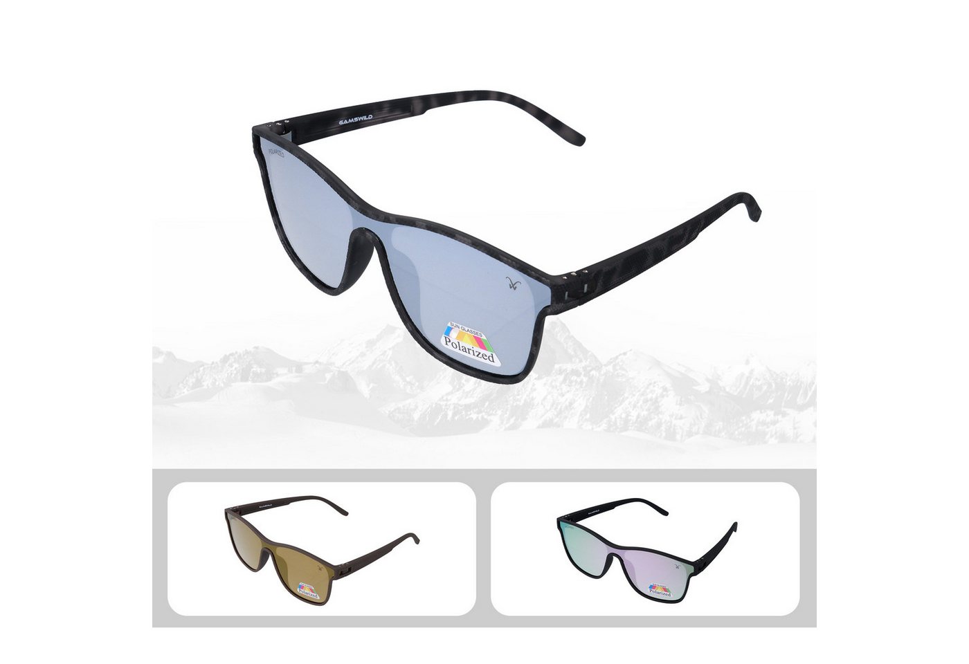 Gamswild Sonnenbrille UV400 GAMSSTYLE Modebrille Cat-Eye TR90 / polarisierte Gläser Unisex Modell WM3032 in braun, grau und silber-grau von Gamswild
