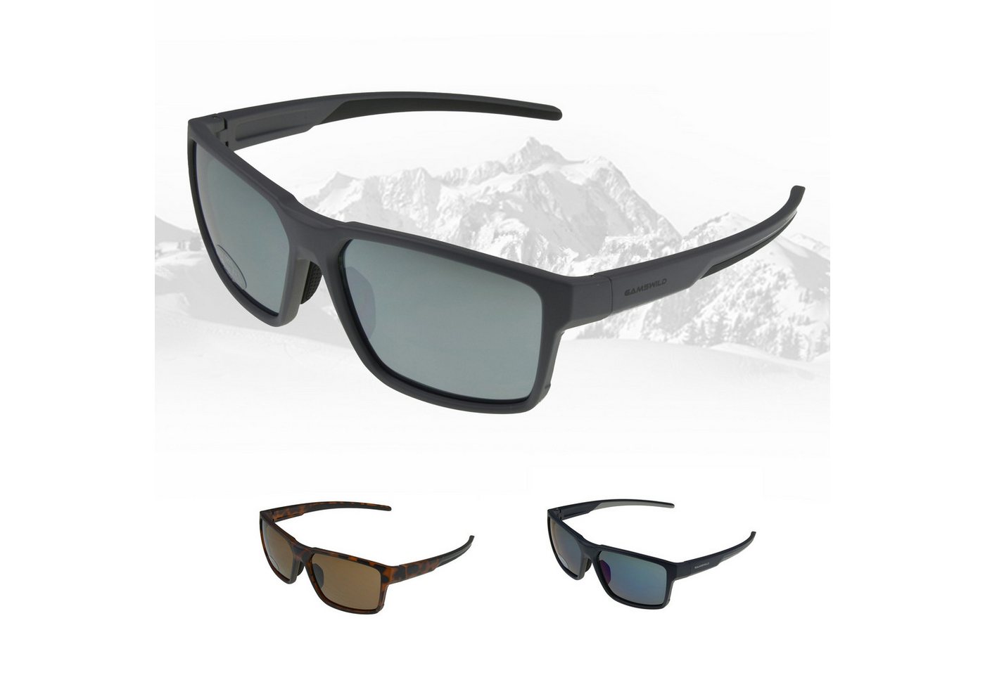 Gamswild Sonnenbrille UV400 Sportbrille Skibrille Fahrradbrille getönte Gläser Damen Herren Unisex Modell WS5936 in schwarz, grau, braun von Gamswild