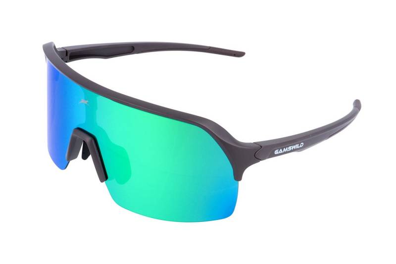 Gamswild Sportbrille UV400 Sonnenbrille Skibrille Fahrradbrille extra große Scheibe Damen, Herren Modell WS0046 in grün, blau, lila von Gamswild
