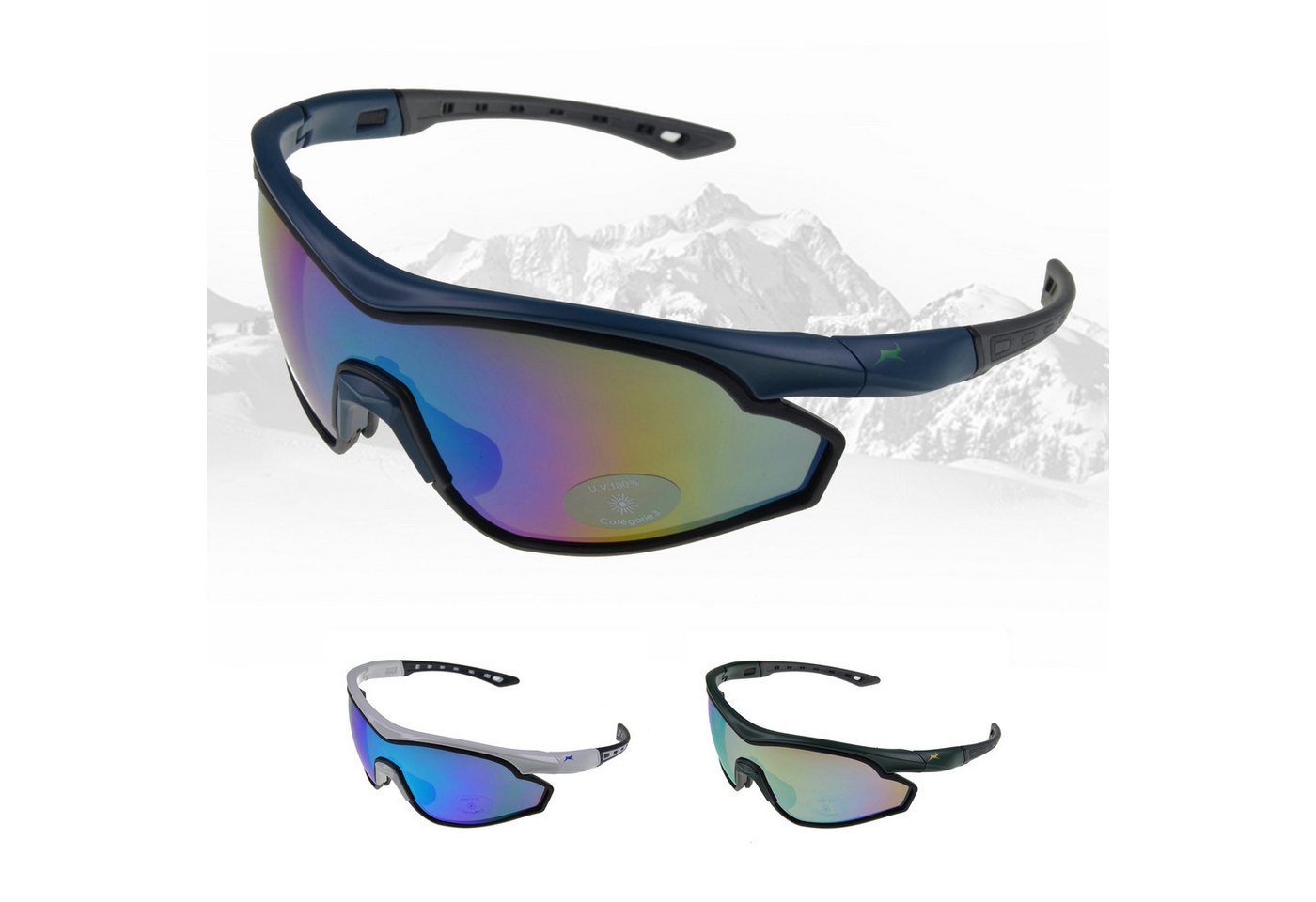 Gamswild Sportbrille UV400 Sonnenbrille Skibrille Fahrradbrille TR90 Damen Herren, Modell WS7534 in weiß, blau, grün von Gamswild