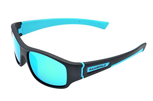 Gamswild WJ5019 Sonnenbrille Kinderbrille 8-12 Jahre Jugendbrille Mädchen Jungen Unisex kids | blau | rot | türkis | GAMSKIDS, Farbe: Schwarz/Türkis von Gamswild