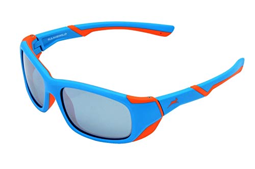 Gamswild WJ5119 Sonnenbrille Kinderbrille 6-12 Jahre Jugendbrille Mädchen Jungen Unisex | blau - orange | grün - grau | dunkelrot -orange | GAMSKIDS, Farbe: Blau/Orange von Gamswild