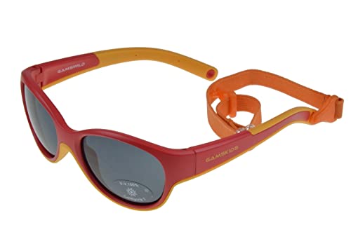 Gamswild WK7421 Sonnenbrille Kinderbrille ca. 2-5 Jahre Kleinkindbrille Babybrille Mädchen Jungen | mint-grün | pink | rot-orange | GAMSKIDS + Brillenband, Farbe: Rot-Orange von Gamswild