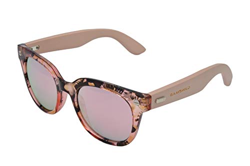 Gamswild WM1328 Sonnenbrille Bambus Modebrille Brille Damen Herren Unisex | rot-orange | grün | pink, Farbe: Pink von Gamswild