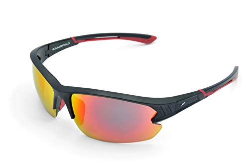 Gamswild WS6028 Sonnenbrille Sportbrille Skibrille Fahrradbrille Herren Damen Unisex | blau | rot-orange | violett, Farbe: Rot Orange von Gamswild