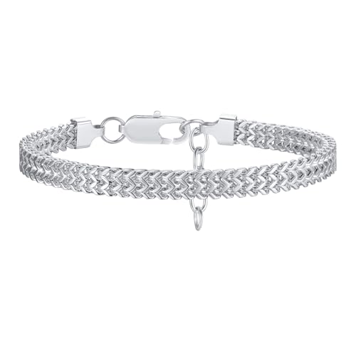 Gamtic Armband Herren Armkette Edelstahl - Armbänder Armkette Silber Schwarz Gold Edelstahl Armbänder Panzerkette HerrenarmbänderGeschenke für Männer, Verstellbar 21.5cm-25cm (Silber) von Gamtic