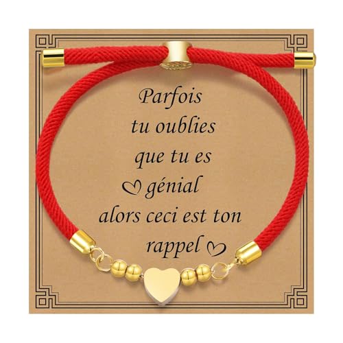 Gamtic Freundschaft Armband Talisman Frauen - Glück Talisman mit handgemachten Knoten Herz Seil Armband Schutz Talisman wünscht viel Glück zu Absolventen, Freundschaft Paar Geburtstag (Rot) von Gamtic