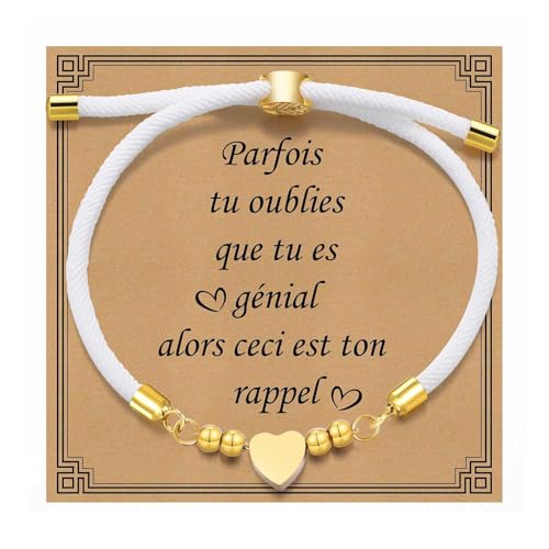 Gamtic Freundschaft Armband Talisman Frauen - Glück Talisman mit handgemachten Knoten Herz Seil Armband Schutz Talisman wünscht viel Glück zu Absolventen, Freundschaft Paar Geburtstag (Weiß) von Gamtic