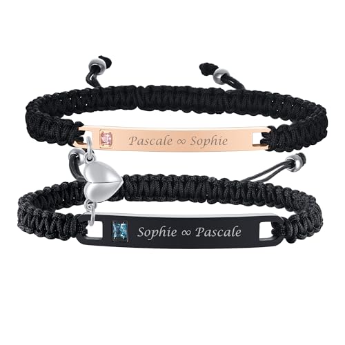 Personalisierte Pärchen Armband Partnerarmbänder Geschenke - Edelstahl Armbänder Freundschaft Familie Armbänder mit Gravur für Freund Freundin Sie und Ihn Paare Herren Damen (Dein Text) von Gamtic