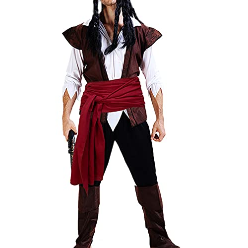 Gamusi Piratenschärpe Mittelalter Renaissance Große Schärpe Halloween Kostüm Taille Schärpe Jack Gürtel Captain Reps - Rot - Einheitsgröße von Gamusi