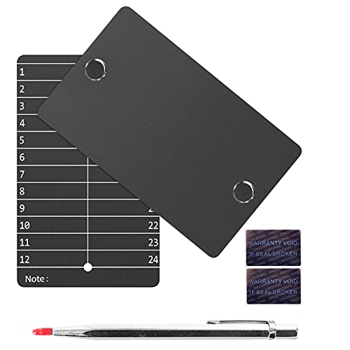 Crypto Seed Storage, Bitcoin Cold Wallet Backup - BIP39 12 oder 24 Wörter Recovery Phrase Backup Cryptocurrency Wallet mit Gravurstift (Doppelt) (Grau) von GanKe