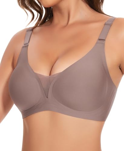 Ganado Damen Nahtloser BH Bügelloser Bequemer BH Bustier Bralette Soft (Braun-Mesh, 2XL) von Ganado