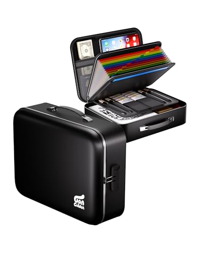 Gancuiwen Feuerfeste Dokumentenbox 8 Schichten Datei Organizer Box mit Schloss Wichtiges Dokument mit Aktenordner Laptop Tragbar Reise Safe von Gancuiwen