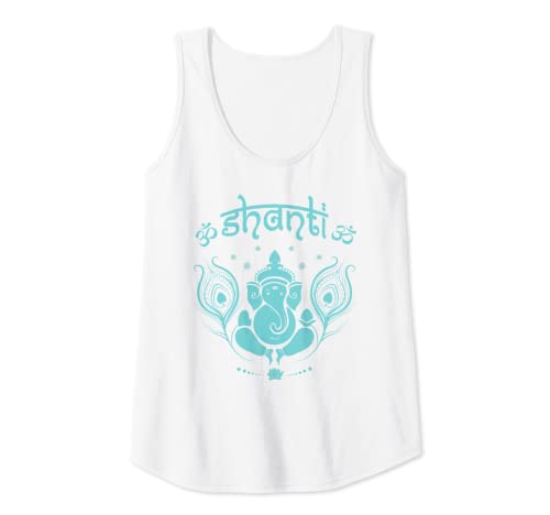 Damen Ganesh Lucky Elephant Pfauenfeder & Lotus Shanti OM Yoga Tank Top Damen Ganesh Lucky Elephant Pfauenfeder & Lotus Shanti OM Yoga Tank Top von Ganesha Bless Ya Designs