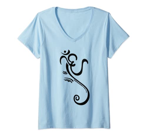 Damen Ganesha Elefant für Yoga und Meditation T-Shirt mit V-Ausschnitt Damen Ganesha Elefant für Yoga und Meditation T-Shirt mit V-Ausschnitt von Ganesha Yoga