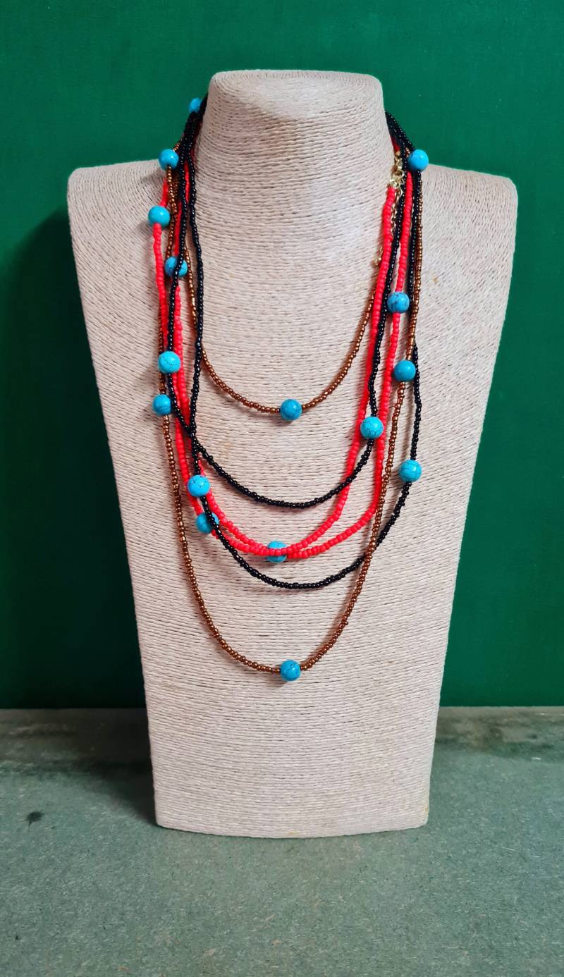 Lariat Halskette Türkis Akzent, Boho Stil von GangesIndiSoul