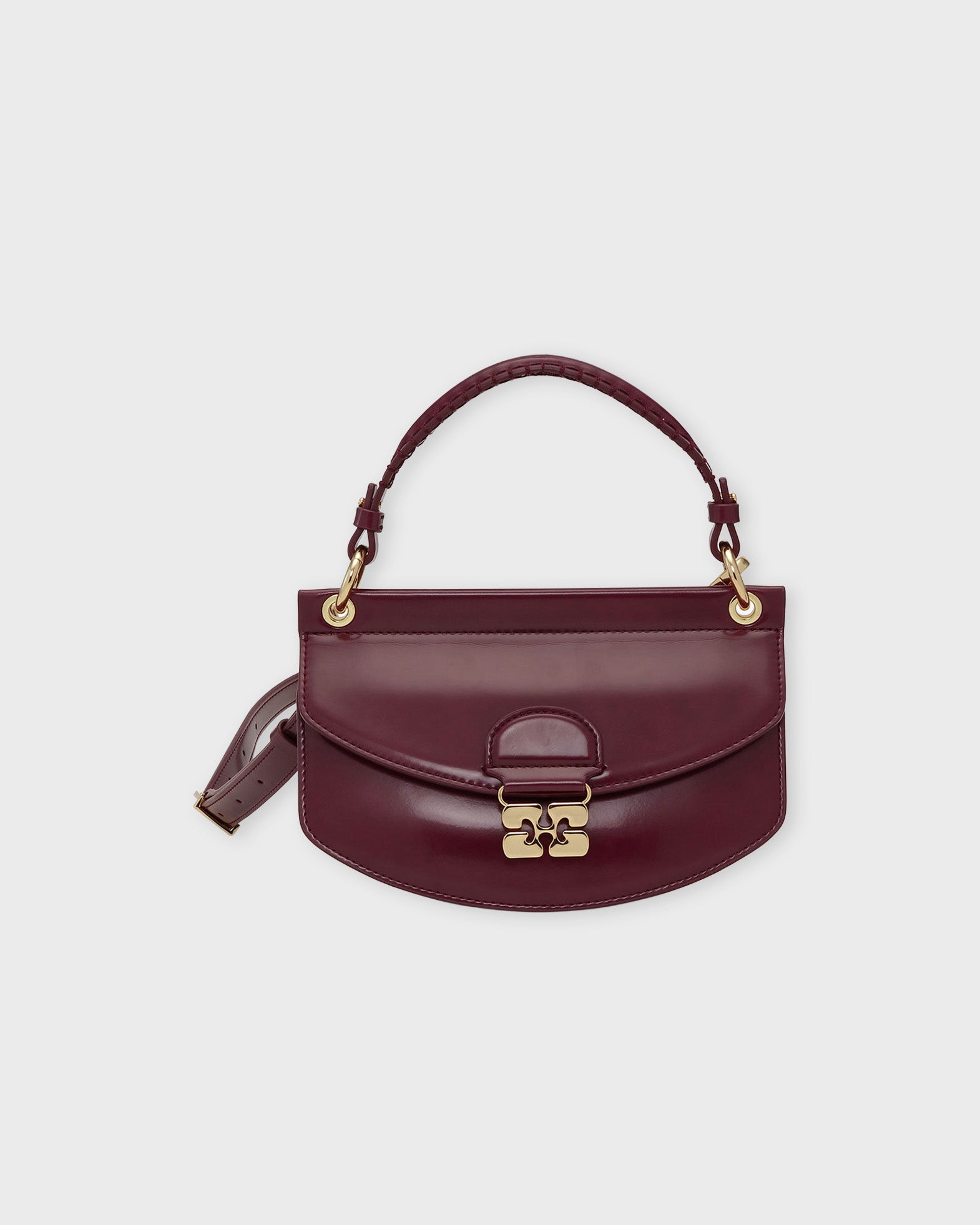 Ganni Bag Apo-G Mini Top Handle Box Burgundy von Ganni