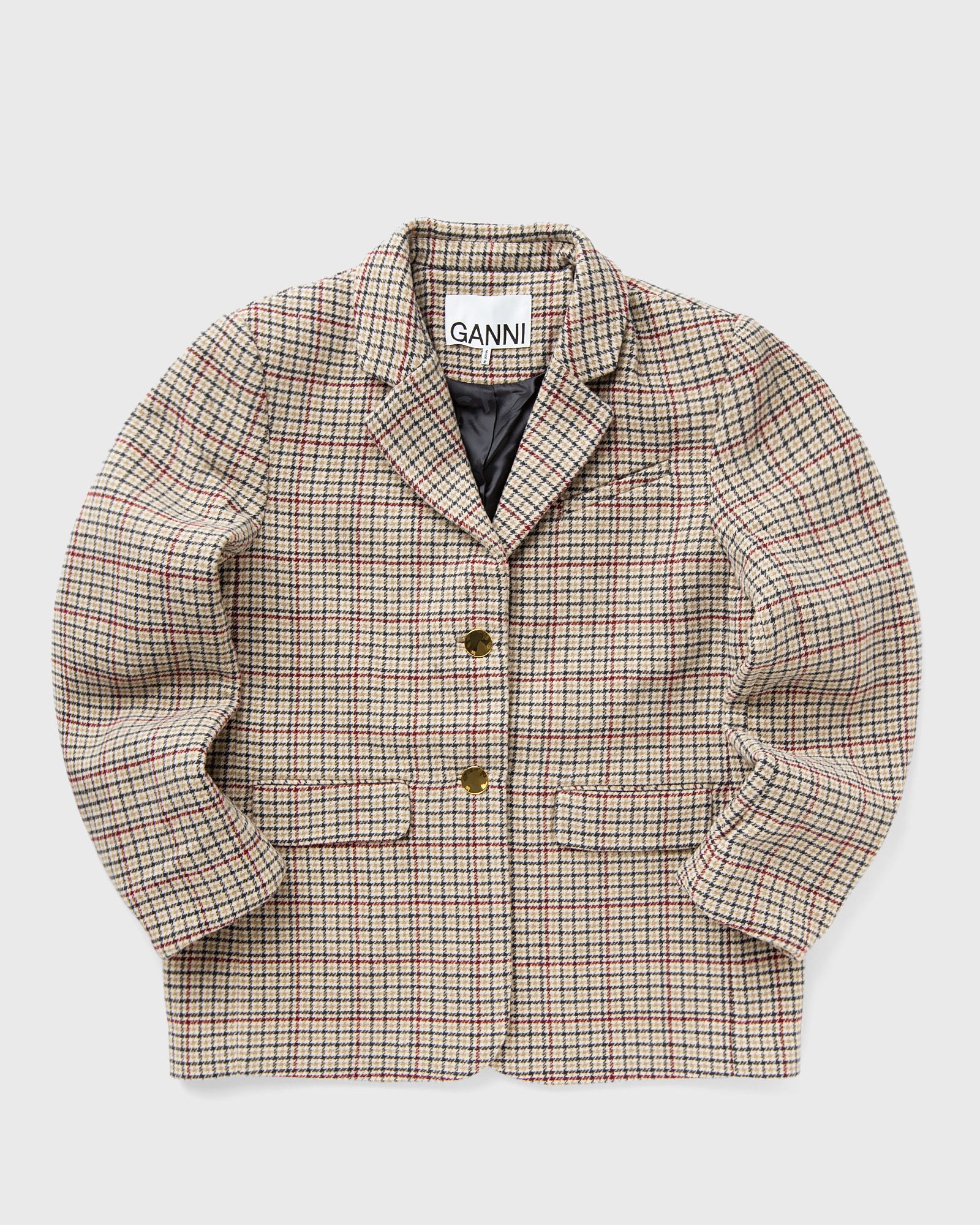 Ganni Check Wool Mix Boxy Blazer women Blazers brown in Größe:M von Ganni