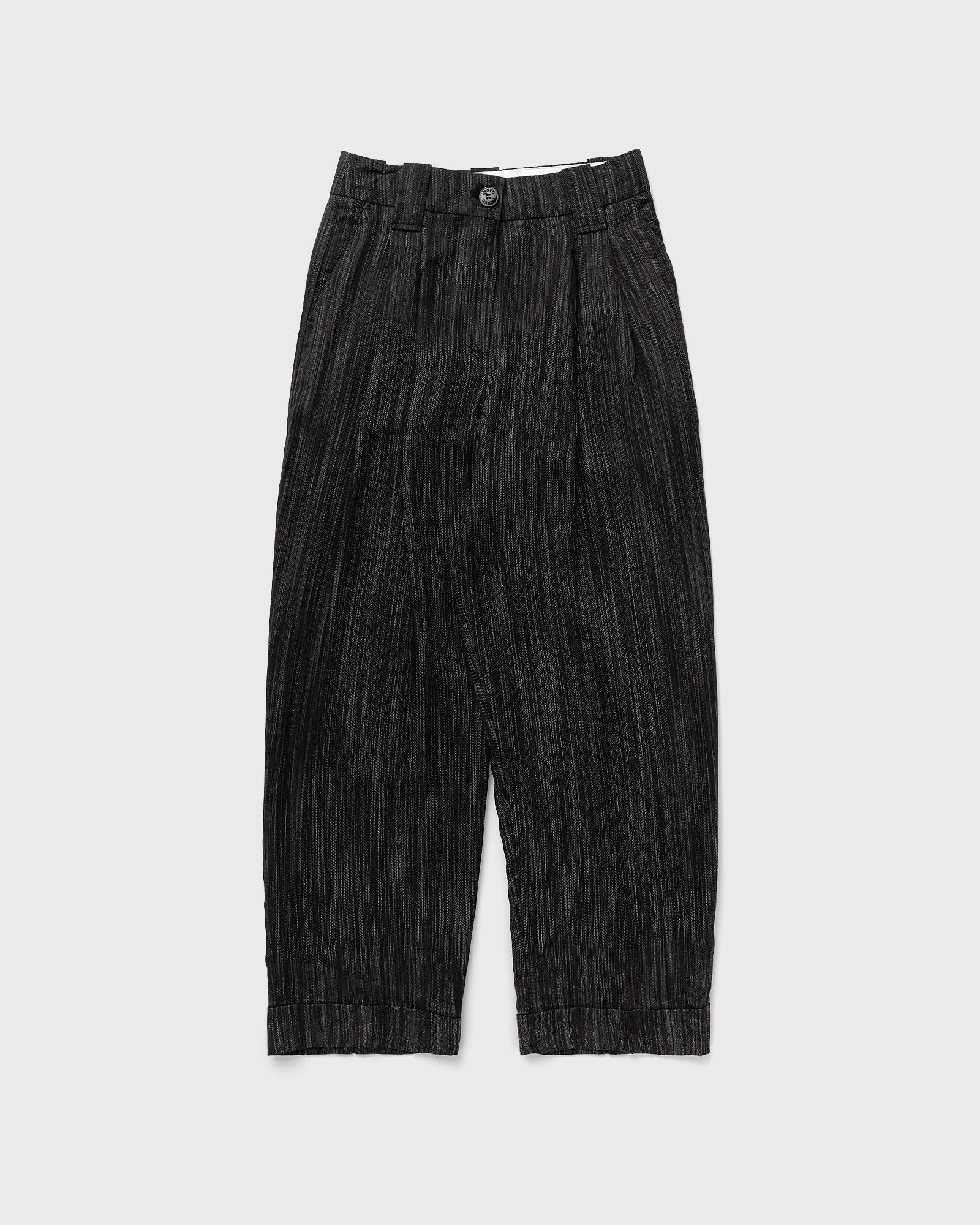 Ganni Drapey Stripe Suiting Mid Waist Pleat Pants women Casual Pants black in Größe:M von Ganni