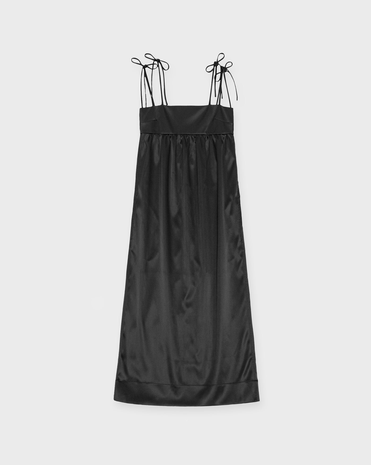 Ganni Dress Double Satin String Long Black von Ganni