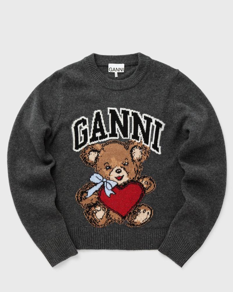 Ganni Graphic Wool Mix Bear Crewneck women Pullovers grey in Größe:XS von Ganni