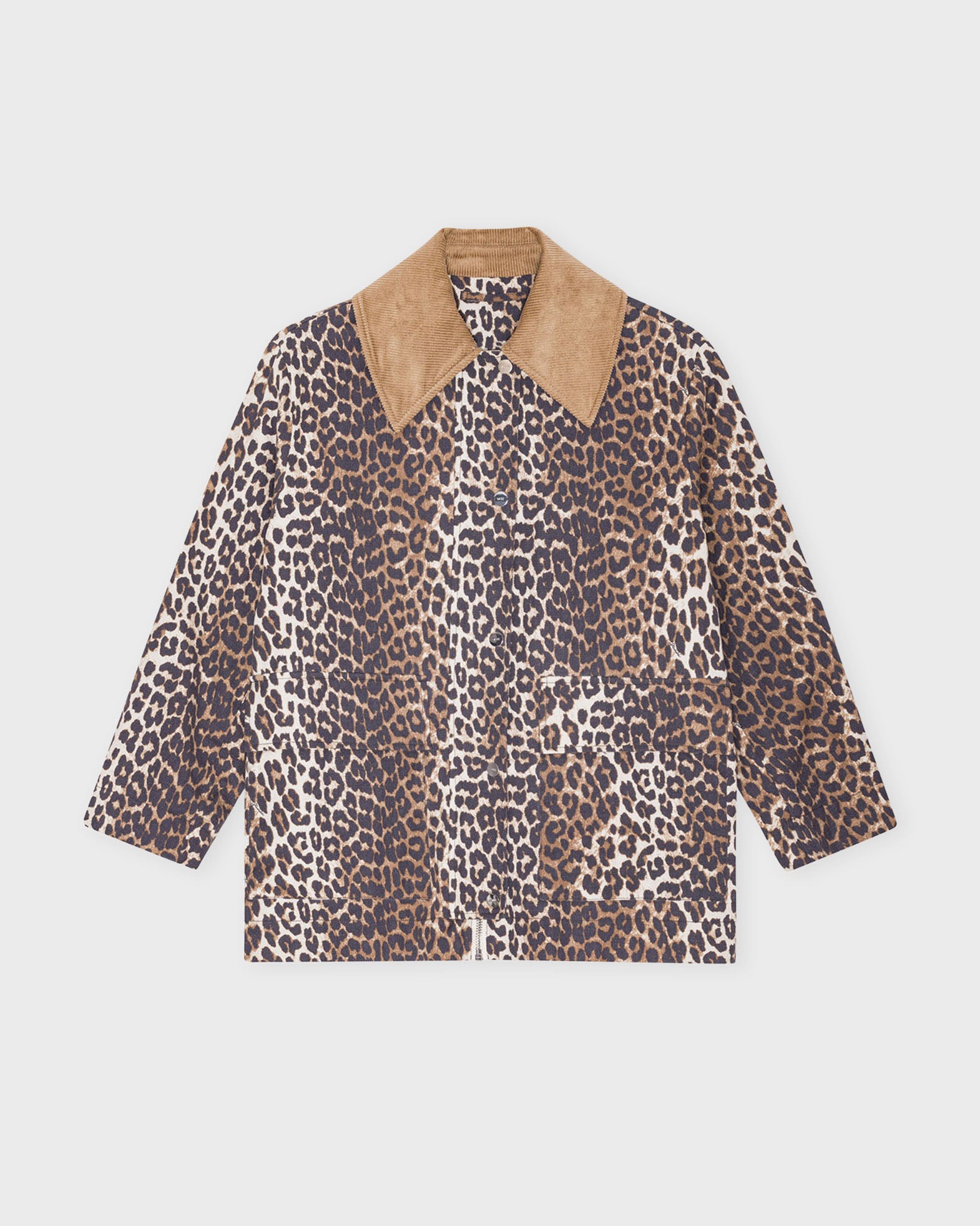 Ganni Jacket Printed Canvas Midi Almond von Ganni