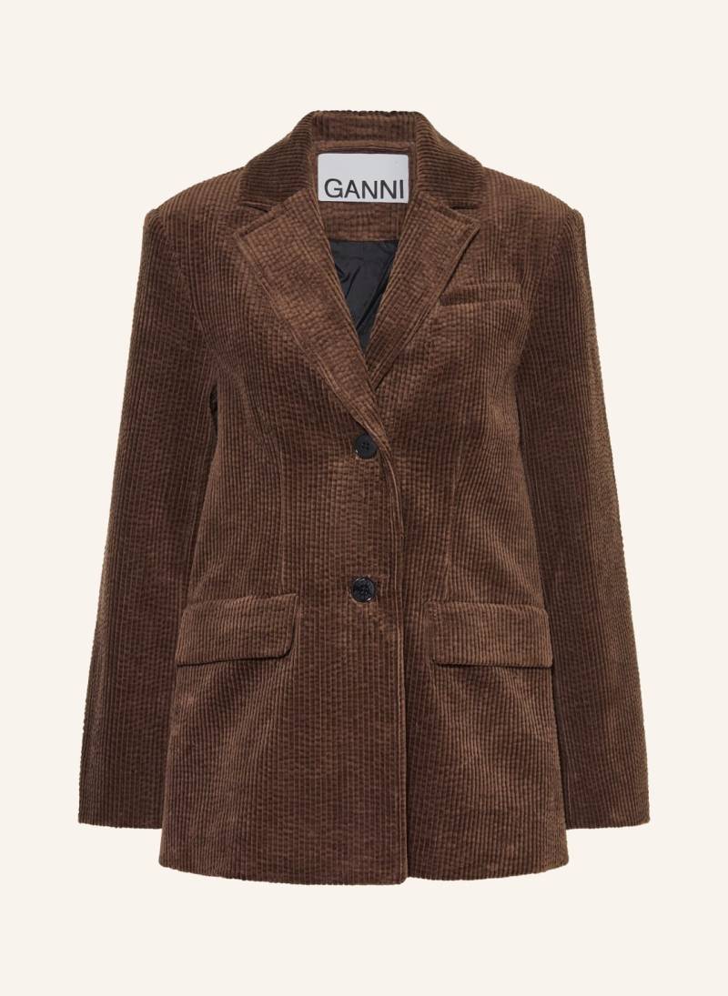 Ganni Longblazer Aus Cord braun von Ganni