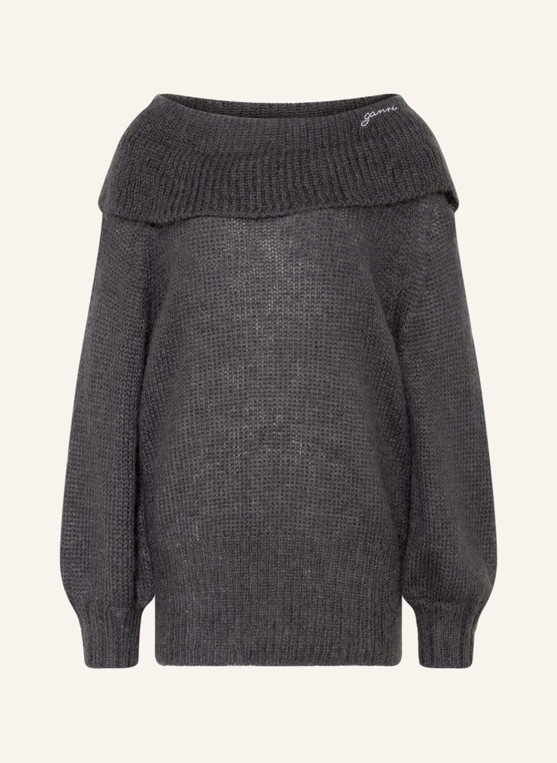 Ganni Off-Shoulder-Pullover Mit Mohair grau von Ganni