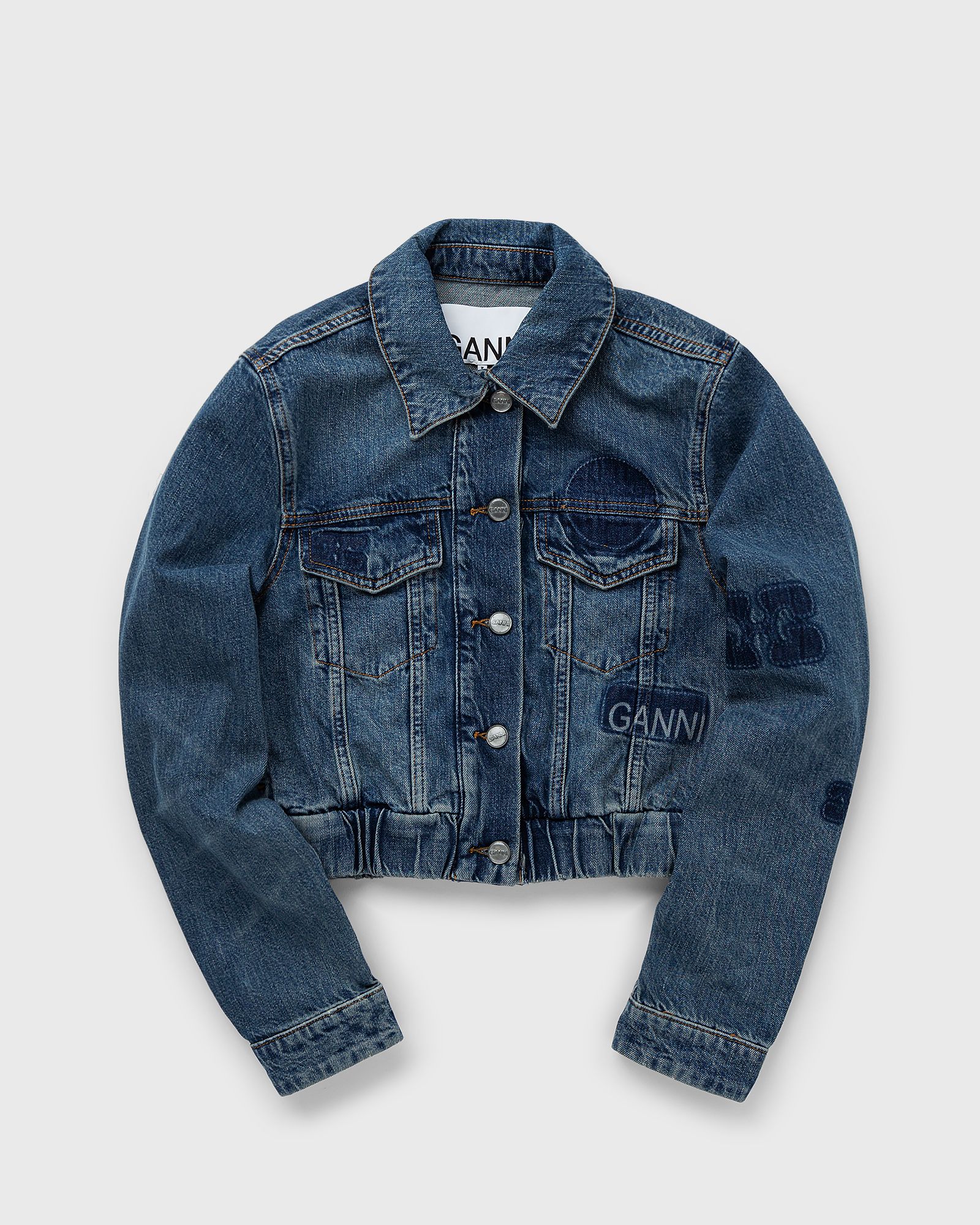 Ganni Patch Denim Bomber Jacket women Bomber Jackets|Denim Jackets blue in Größe:XS von Ganni