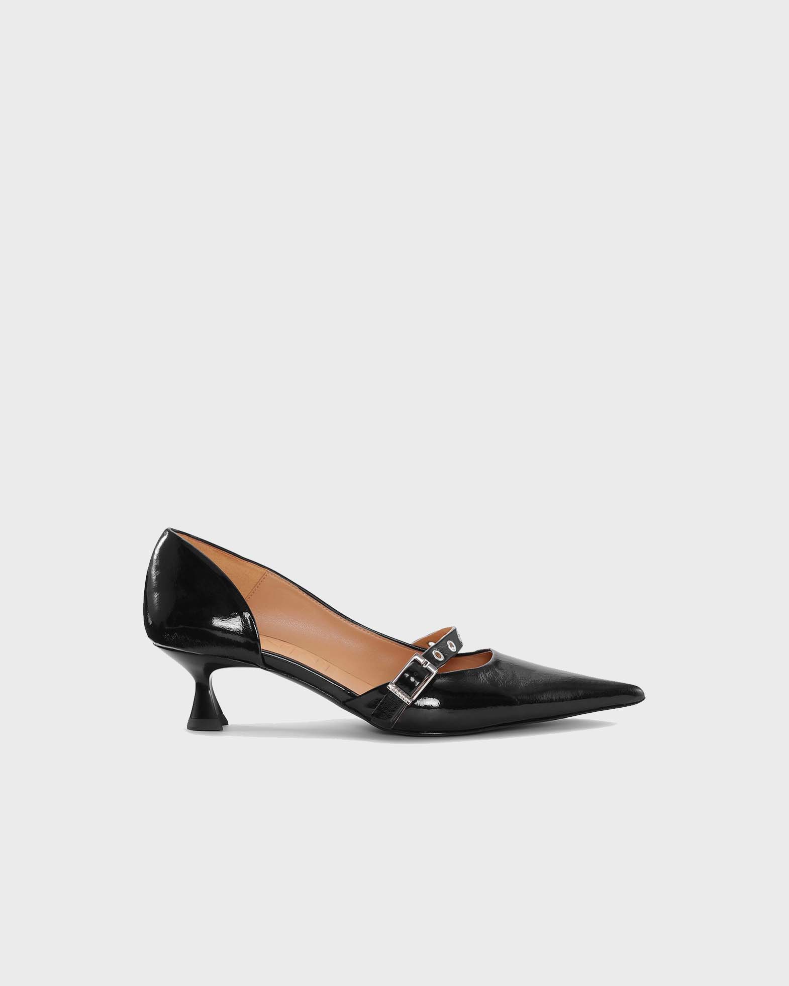 Ganni Pump Feminie Buckle Kitten Heel Black von Ganni