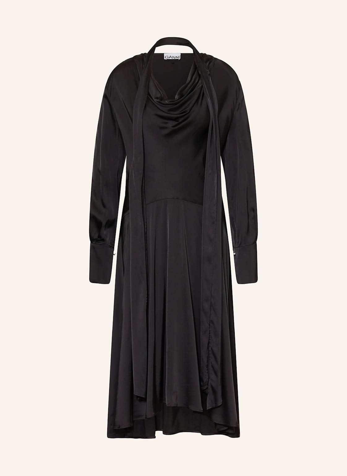 Ganni Satinkleid schwarz von Ganni