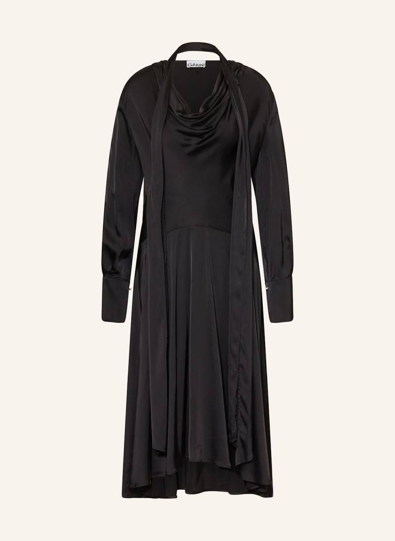 Ganni Satinkleid schwarz von Ganni