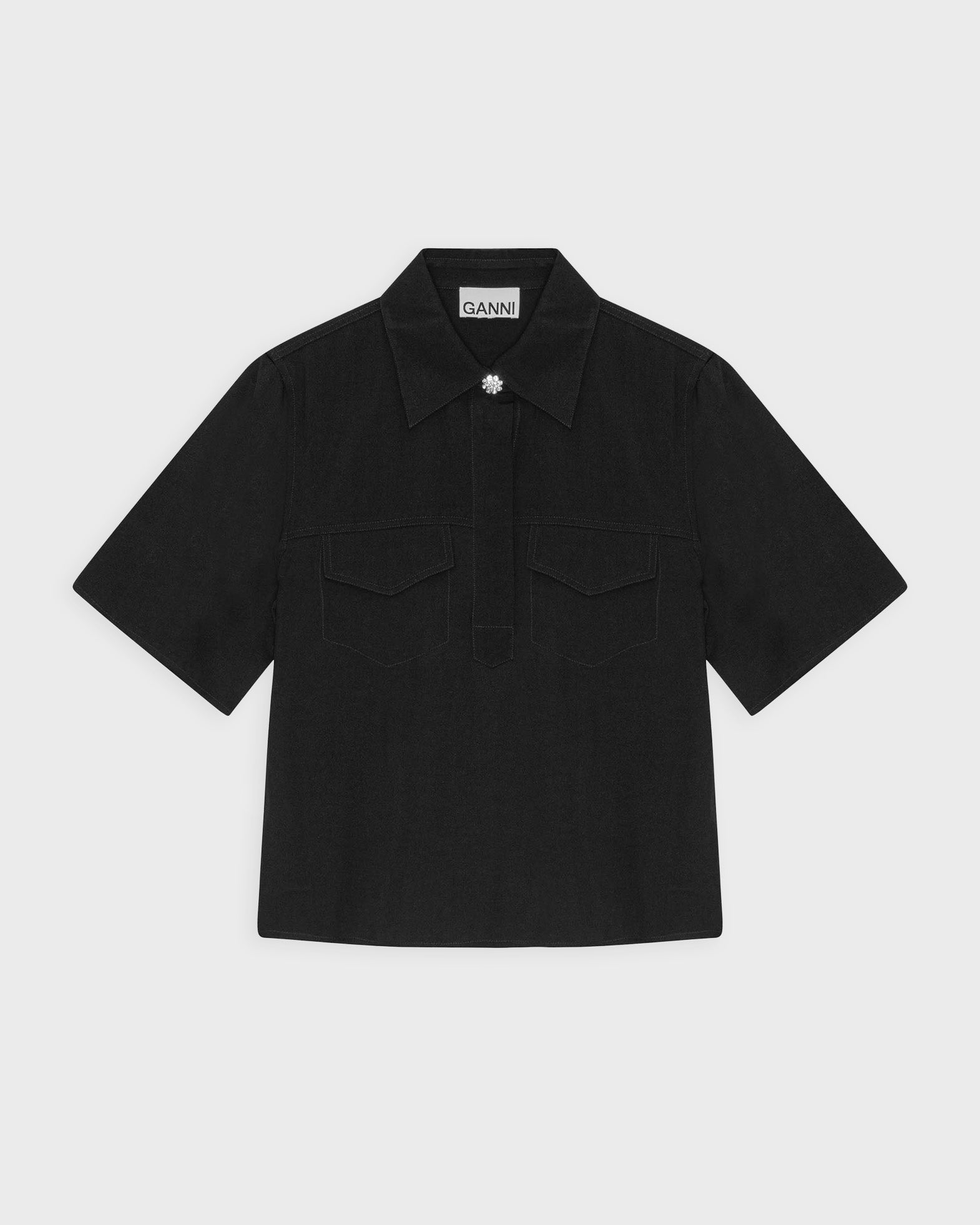 Ganni Shirt Viscose Twill Black von Ganni