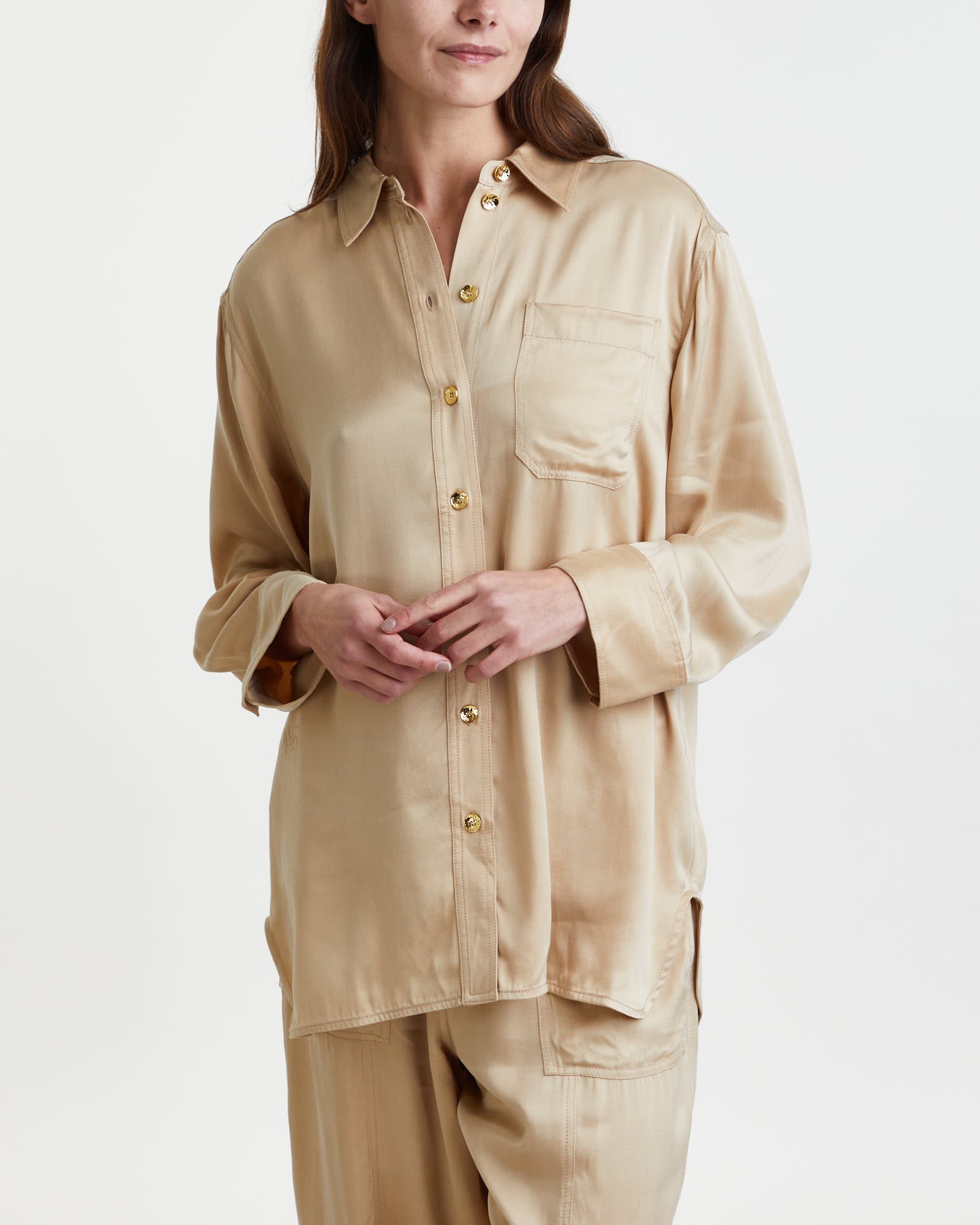Ganni Shirt Washed Satin Safari von Ganni